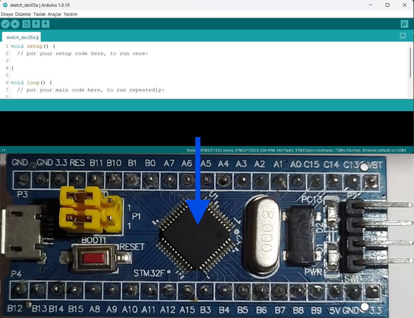 STM32F103C8 Blue Pill Kartlarını Nasıl Arduino IDE ile Kullanırız?